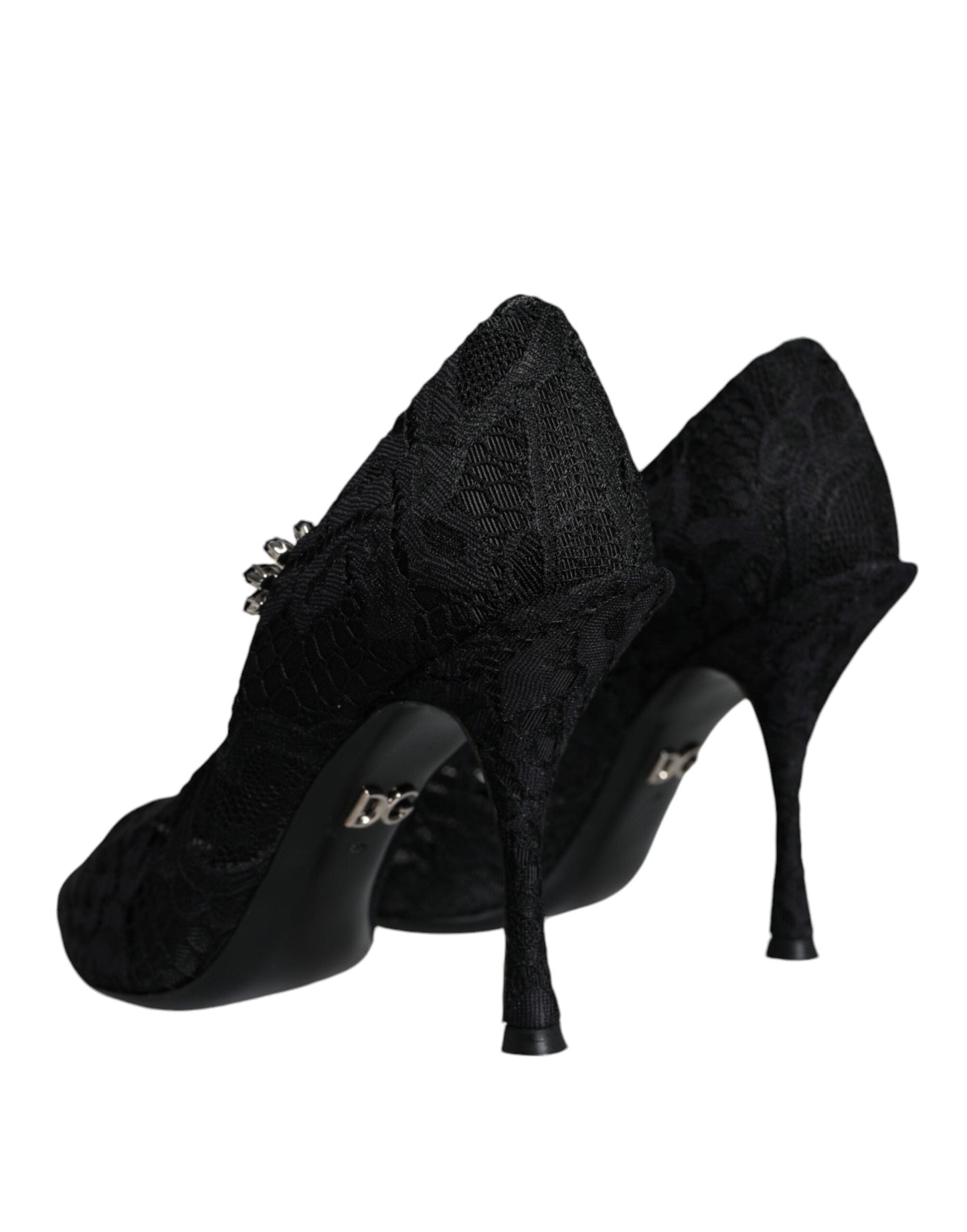 Dolce & Gabbana Black Mary Jane Pumps Lace Crystals Heels Women's Shoes (Pre-Owned)
