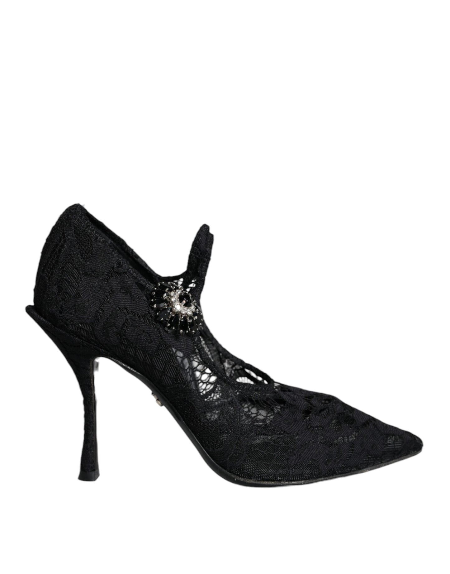 Dolce & Gabbana Black Mary Jane Pumps Lace Crystals Heels Women's Shoes (Pre-Owned)