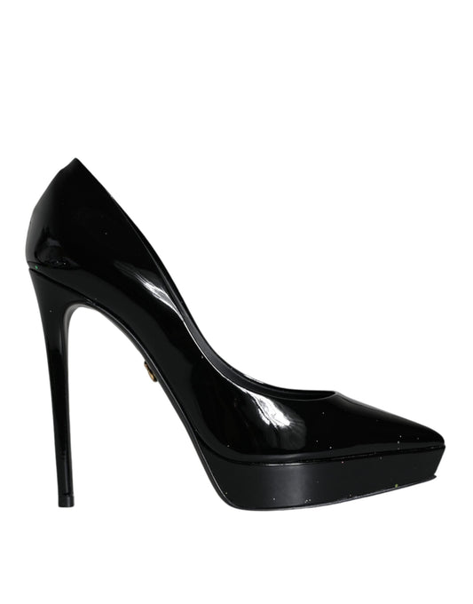 Dolce & Gabbana Black Leather Platform Heels Pumps Women's Shoes (Pre-Owned)
