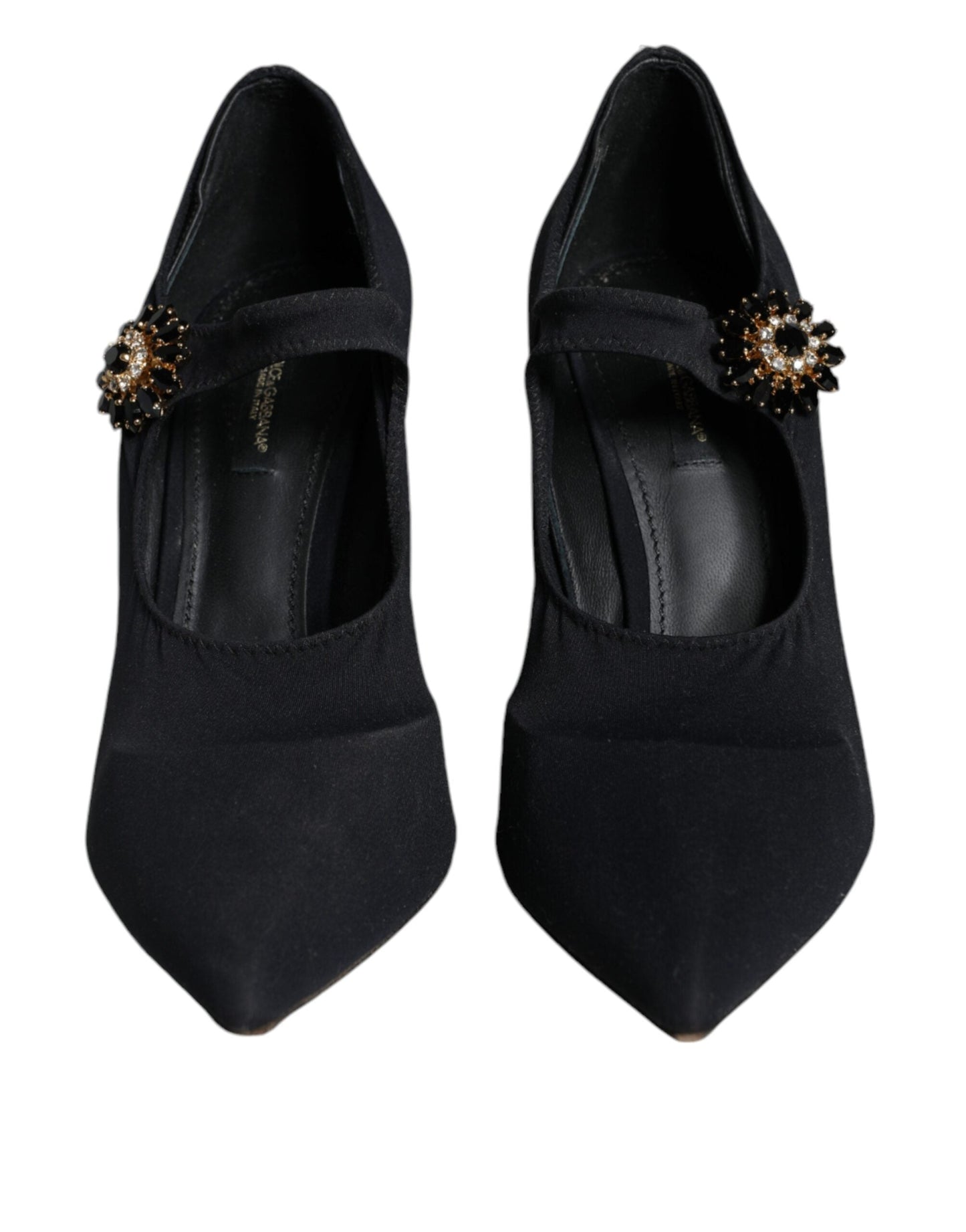 Dolce & Gabbana Black Mary Jane Jersey Crystal Pumps Women's Shoes (Pre-Owned)