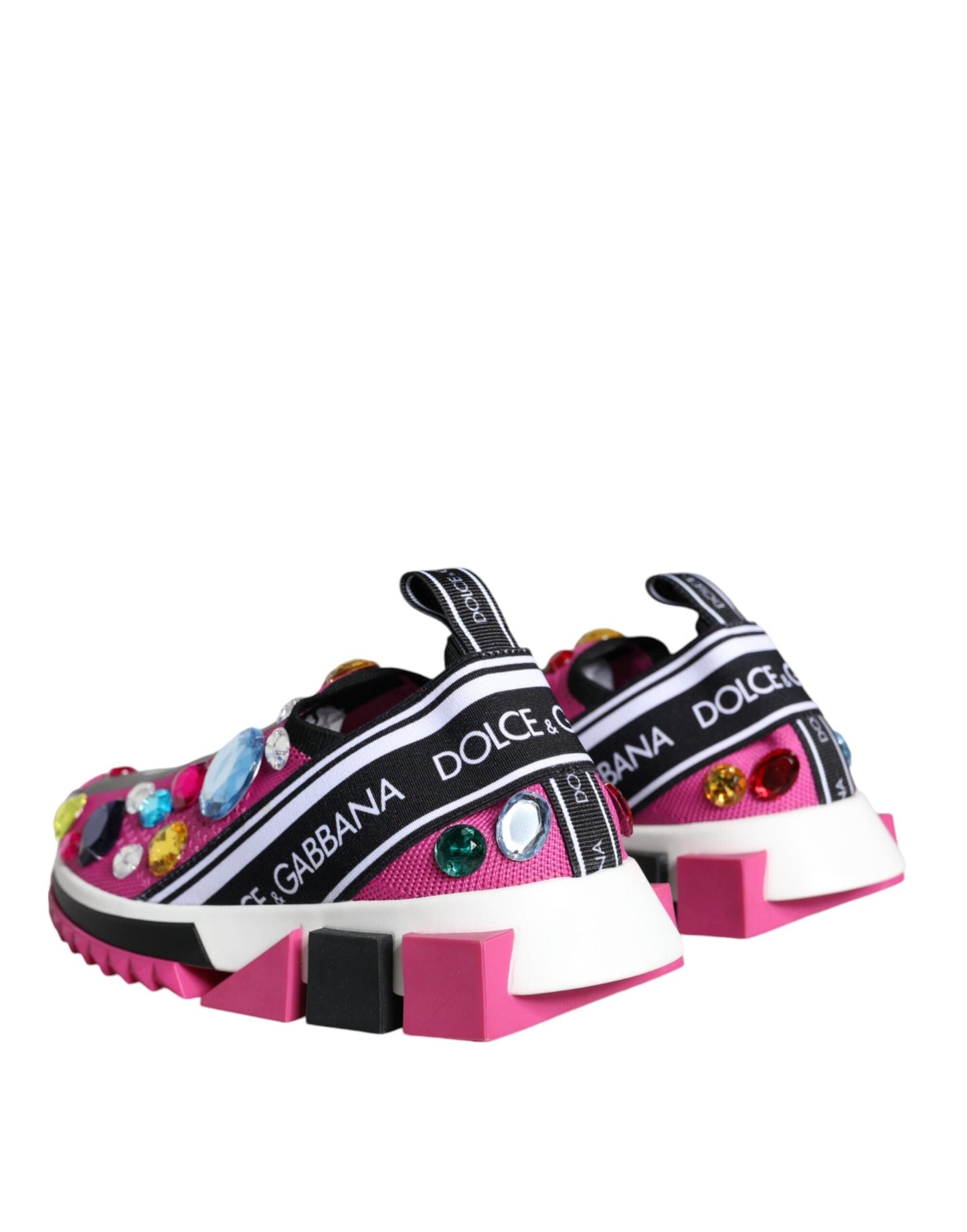Dolce & Gabbana Pink Sorrento Crystals Low Top Sneakers Women's Shoes