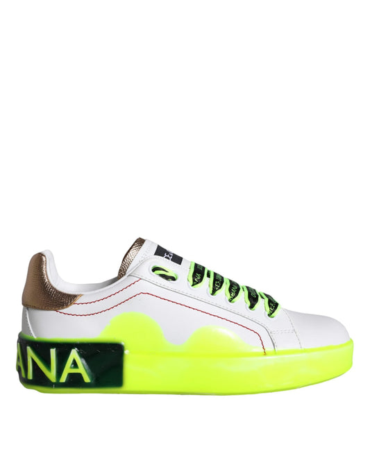 Dolce & Gabbana White Leather Portofino Low Top Sneakers Women's Shoes