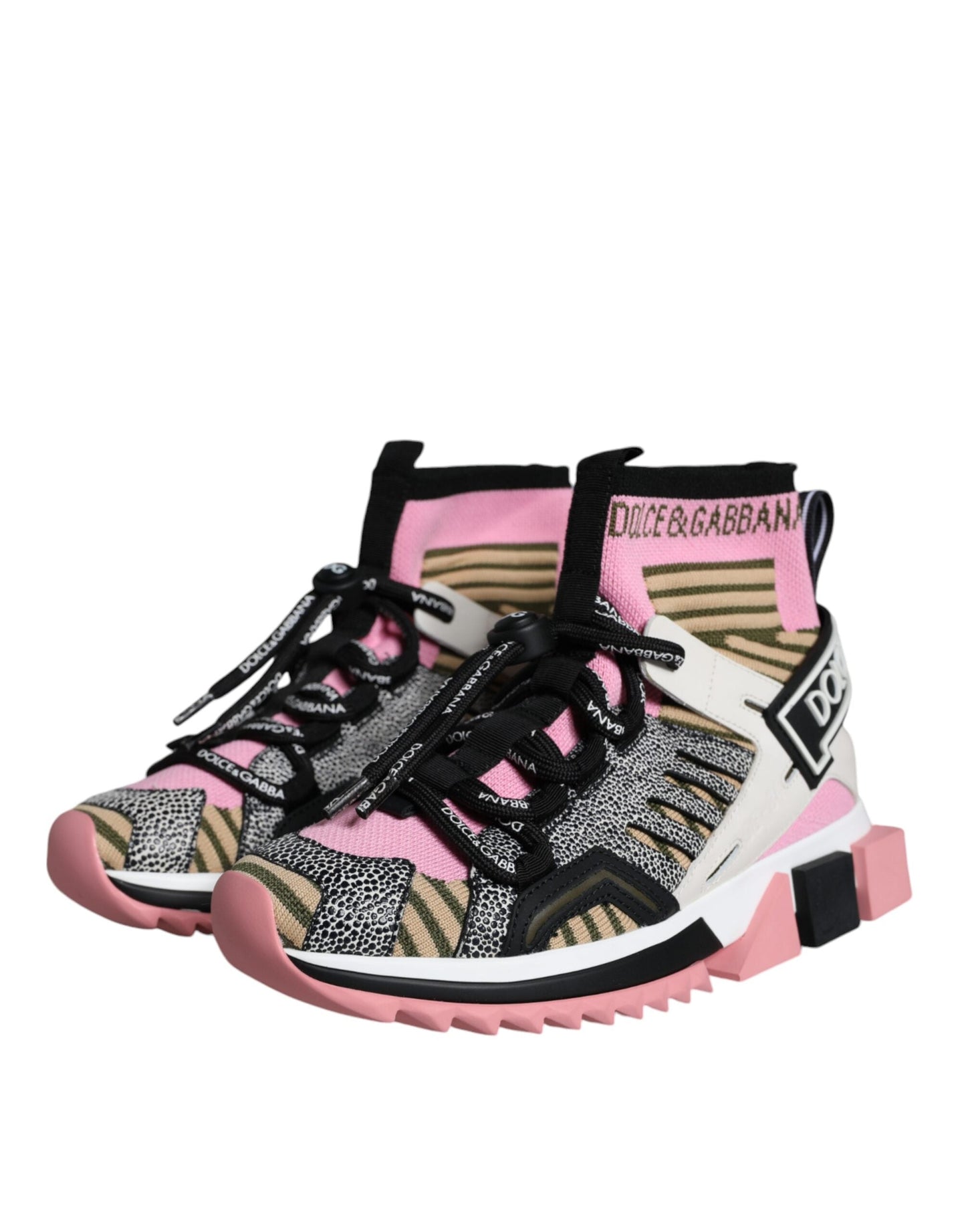 Dolce & Gabbana Multicolor Sorrento Socks Logo Sneakers Women's Shoes