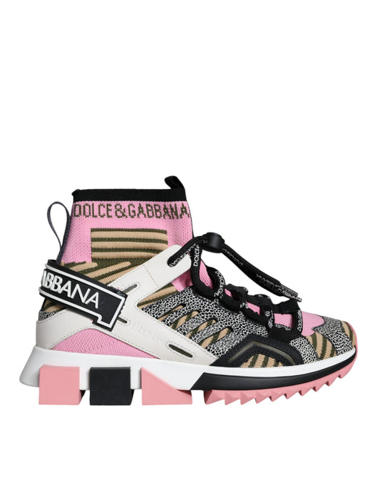 Dolce & Gabbana Multicolor Sorrento Socks Logo Sneakers Women's Shoes