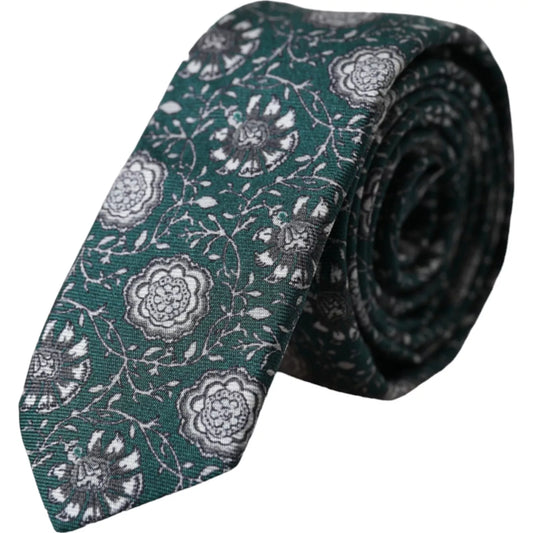 Dolce & Gabbana Green Floral Print Silk Adjustable Men Men's Tie