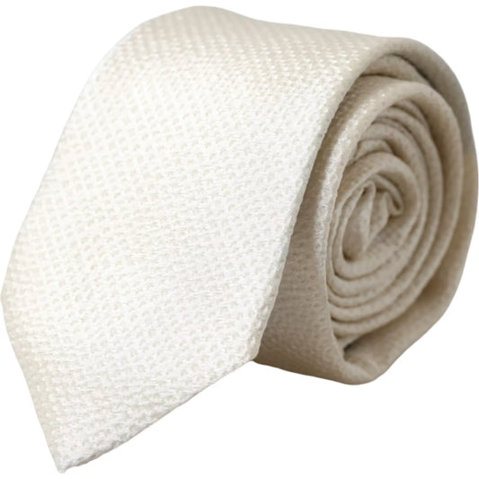 Dolce & Gabbana Off White 100% Silk Adjustable NeckMen's Men Men's Tie