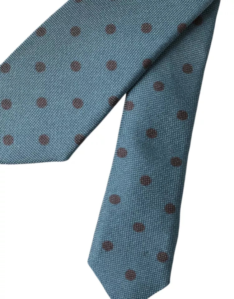 Dolce & Gabbana Green Black Polka Dot Silk Adjustable Men Men's Tie