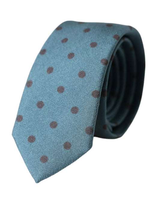 Dolce & Gabbana Green Black Polka Dot Silk Adjustable Men Men's Tie