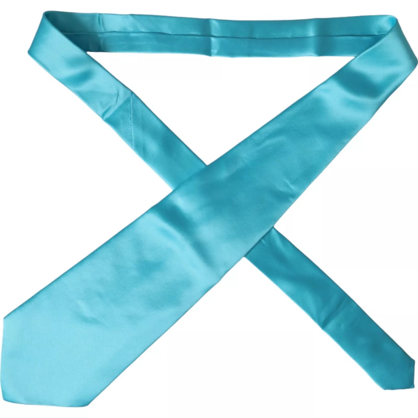 Dolce & Gabbana Light Blue Satin Silk Wide Adjustable Men Men's Tie