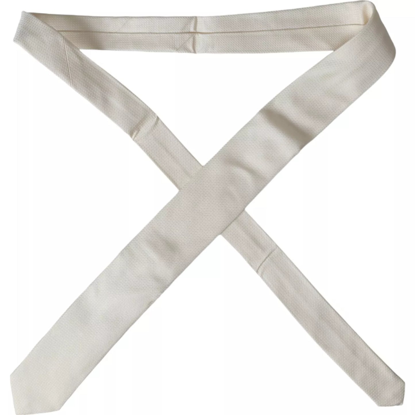 Dolce & Gabbana Off White Patterned Silk Classic Adjustable Men's Tie