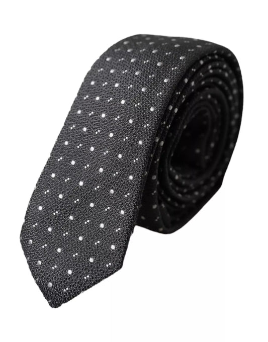 Dolce & Gabbana Black Polka Dot Silk Adjustable Men Men's Tie