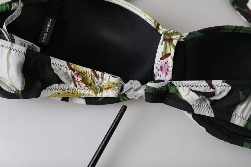 Dolce & Gabbana Black Lily Halter Swimwear Beachwear Bikini Women's Top (Pre-Owned)