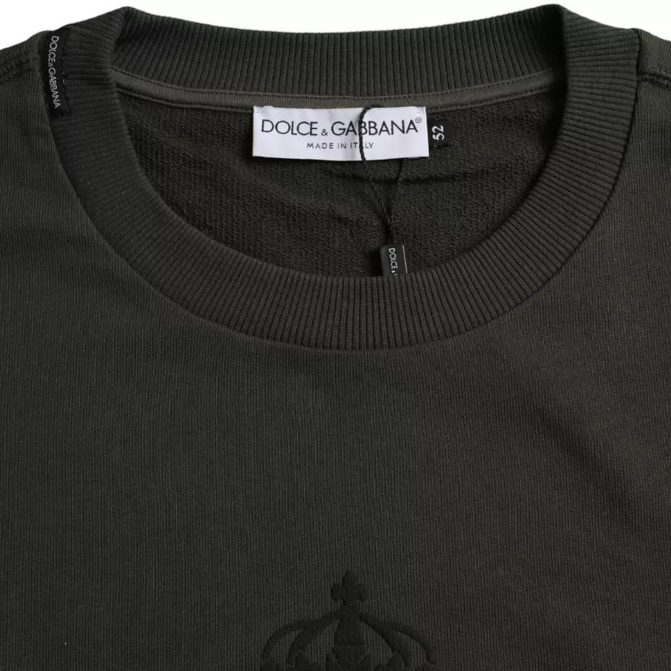 Dolce & Gabbana Green Logo Cotton Crew Neck Pullover Men's Sweater (Pre-Owned)