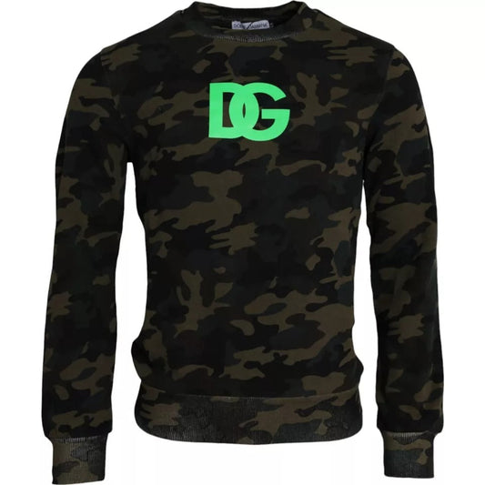 Dolce & Gabbana Black Camouflage Crew Neck Pullover Men's Sweater (Pre-Owned)