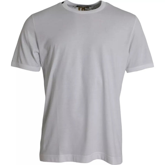 Dolce & Gabbana White Cotton Round Neck Short Sleeves Men's T-shirt