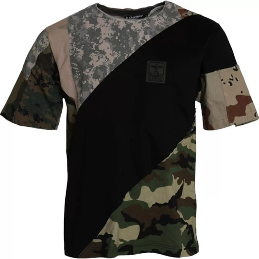 Dolce & Gabbana Multicolor Camouflage Cotton Round Neck Men Men's T-shirt