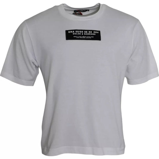 Dolce & Gabbana White Cotton DG Applique Men Casual Men's T-shirt