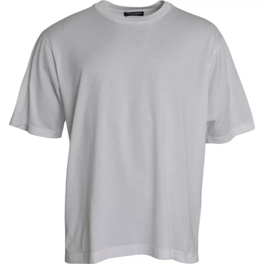 Dolce & Gabbana White Cotton Round Neck Short Sleeve Men's T-shirt