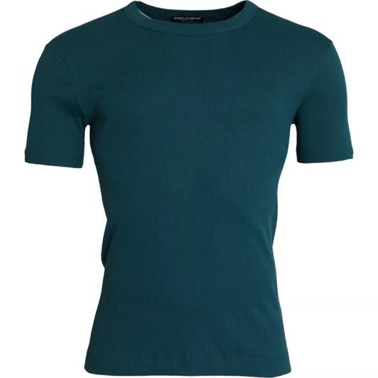 Dolce & Gabbana Blue Green Cotton Round Neck Short Sleeves Men's T-shirt