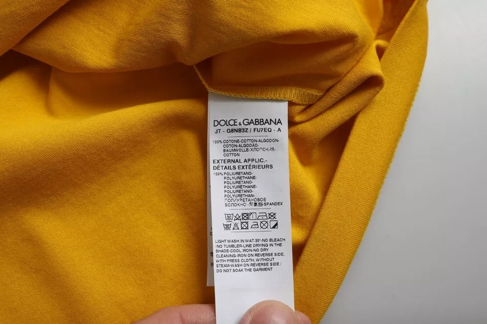 Dolce & Gabbana Dark Yellow Logo Cotton Round Neck Men's T-shirt (Pre-Owned)