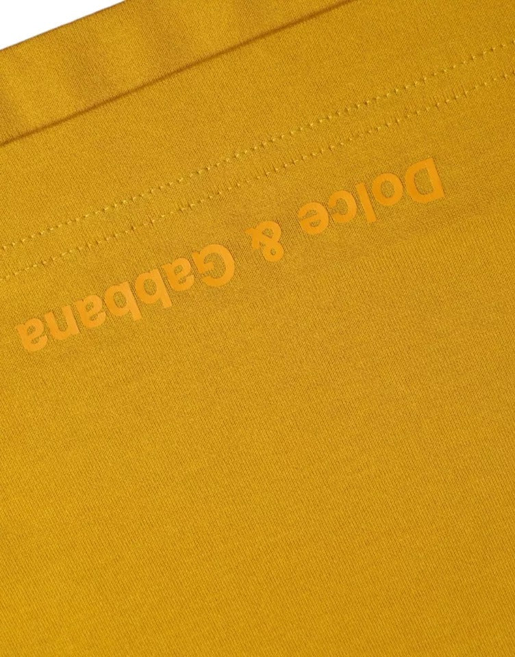 Dolce & Gabbana Dark Yellow Logo Cotton Round Neck Men's T-shirt (Pre-Owned)