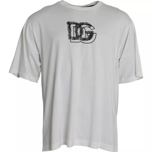 Dolce & Gabbana White Logo Round Neck Short Sleeves Men's T-shirt