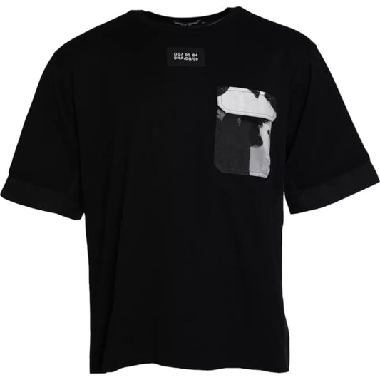 Dolce & Gabbana Black Cotton Pocket Short Sleeves Men Men's T-shirt