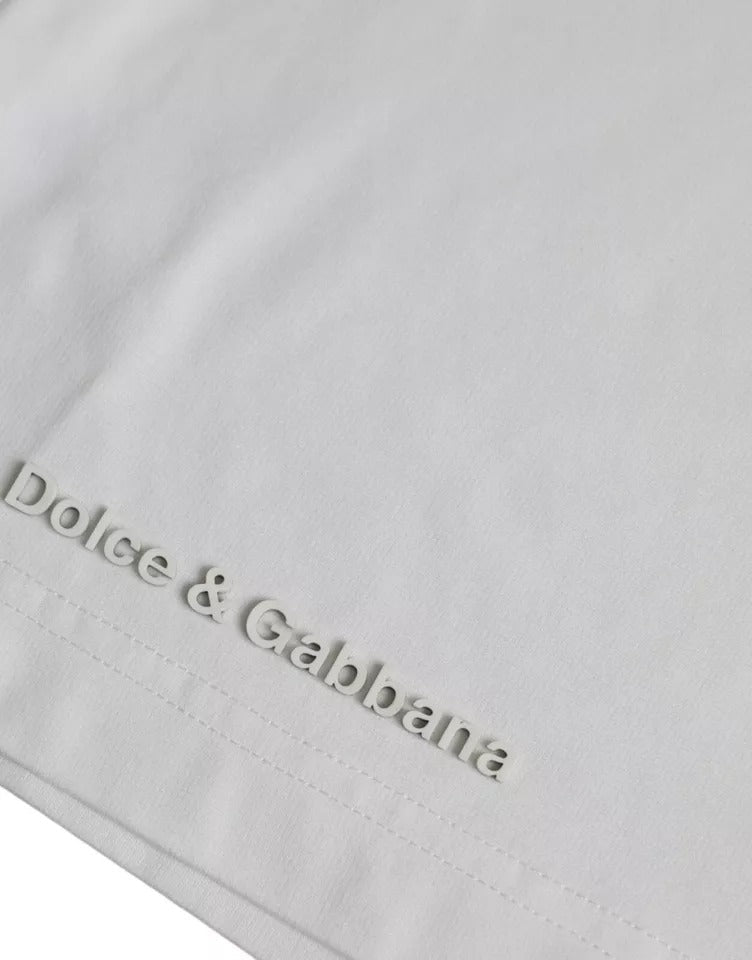Dolce & Gabbana White Logo Round Neck Short Sleeves Men's T-shirt (Pre-Owned)