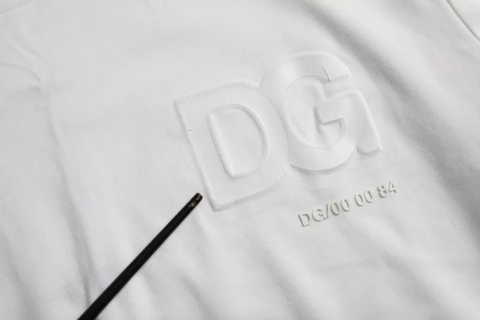 Dolce & Gabbana White Logo Round Neck Short Sleeves Men's T-shirt (Pre-Owned)