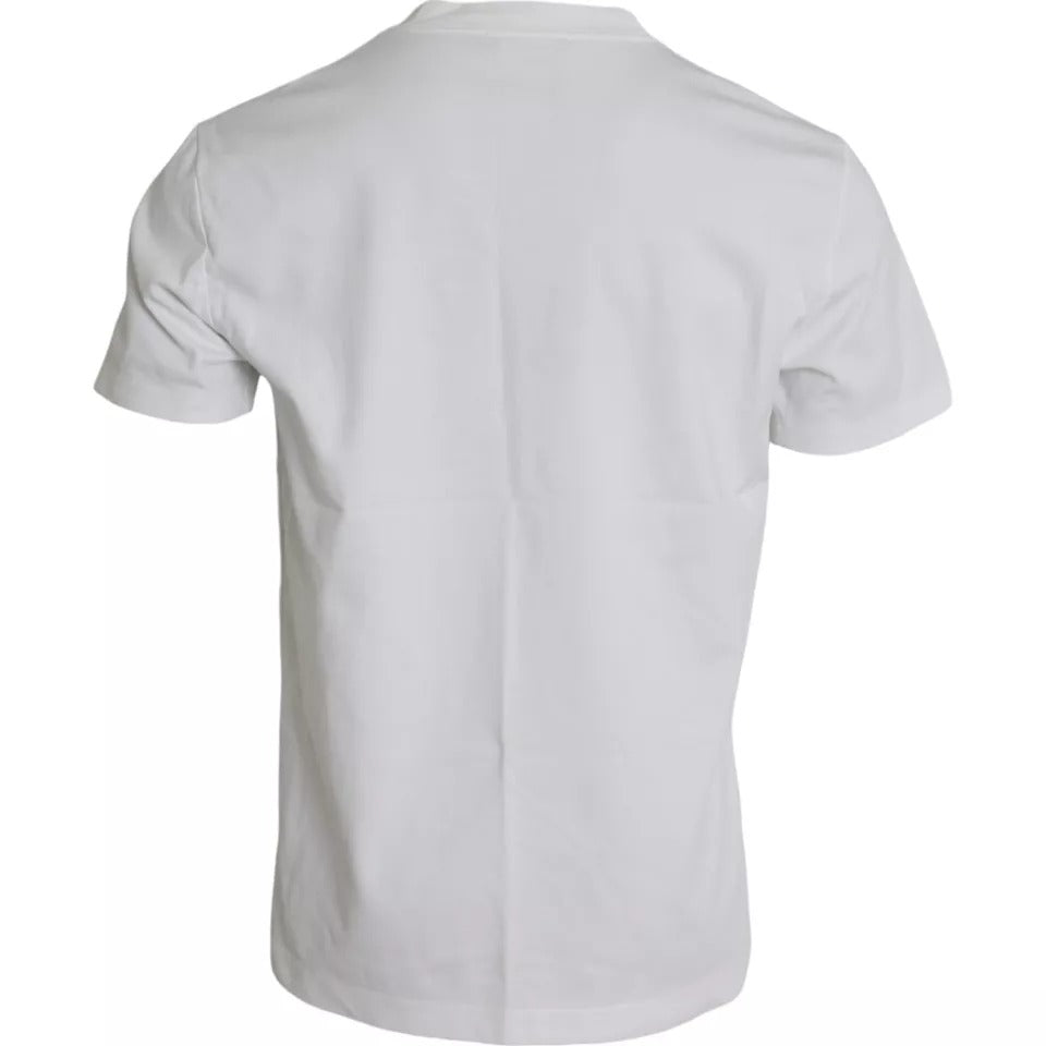Dolce & Gabbana White Logo Round Neck Short Sleeves Men's T-shirt (Pre-Owned)