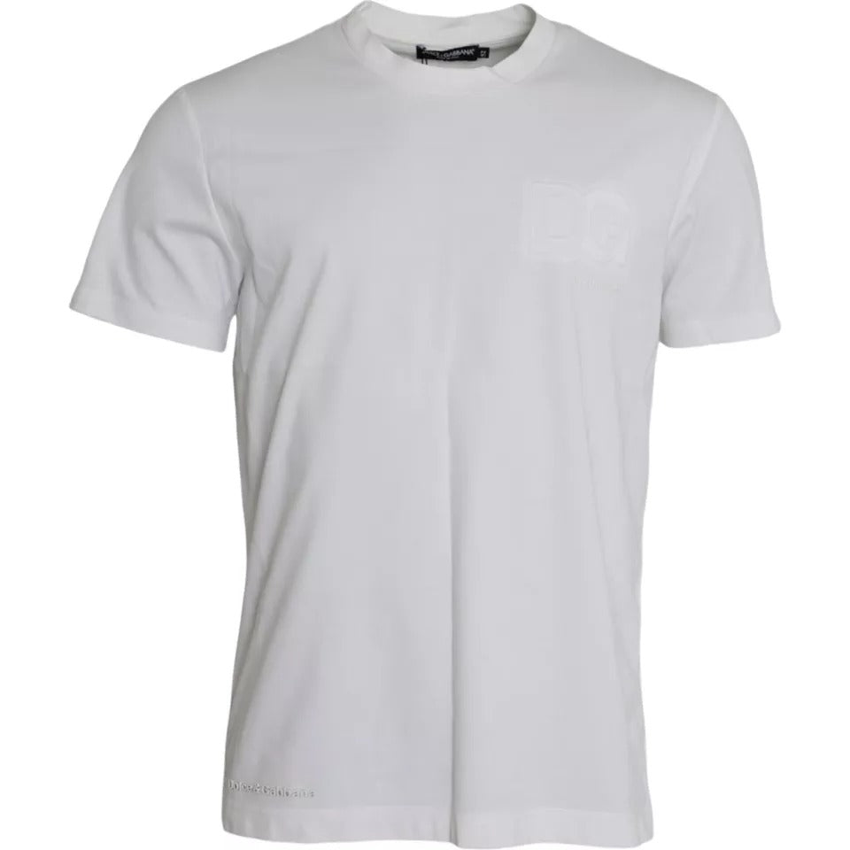 Dolce & Gabbana White Logo Round Neck Short Sleeves Men's T-shirt (Pre-Owned)