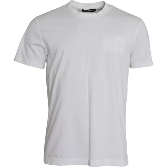 Dolce & Gabbana White Logo Round Neck Short Sleeves Men's T-shirt (Pre-Owned)