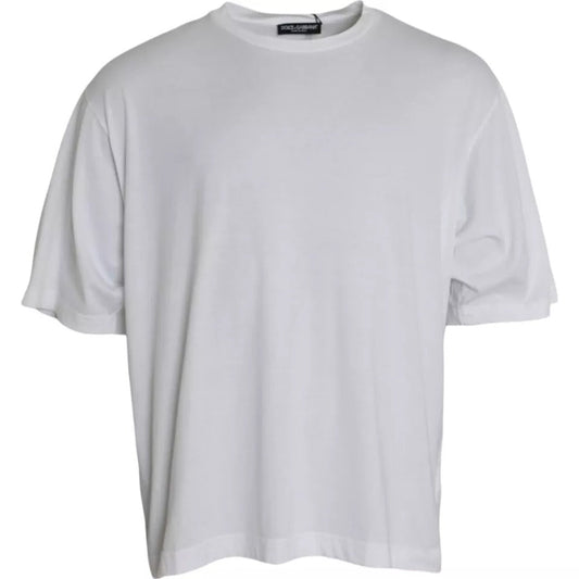 Dolce & Gabbana White Cotton Round Neck Short Sleeve Men's T-shirt