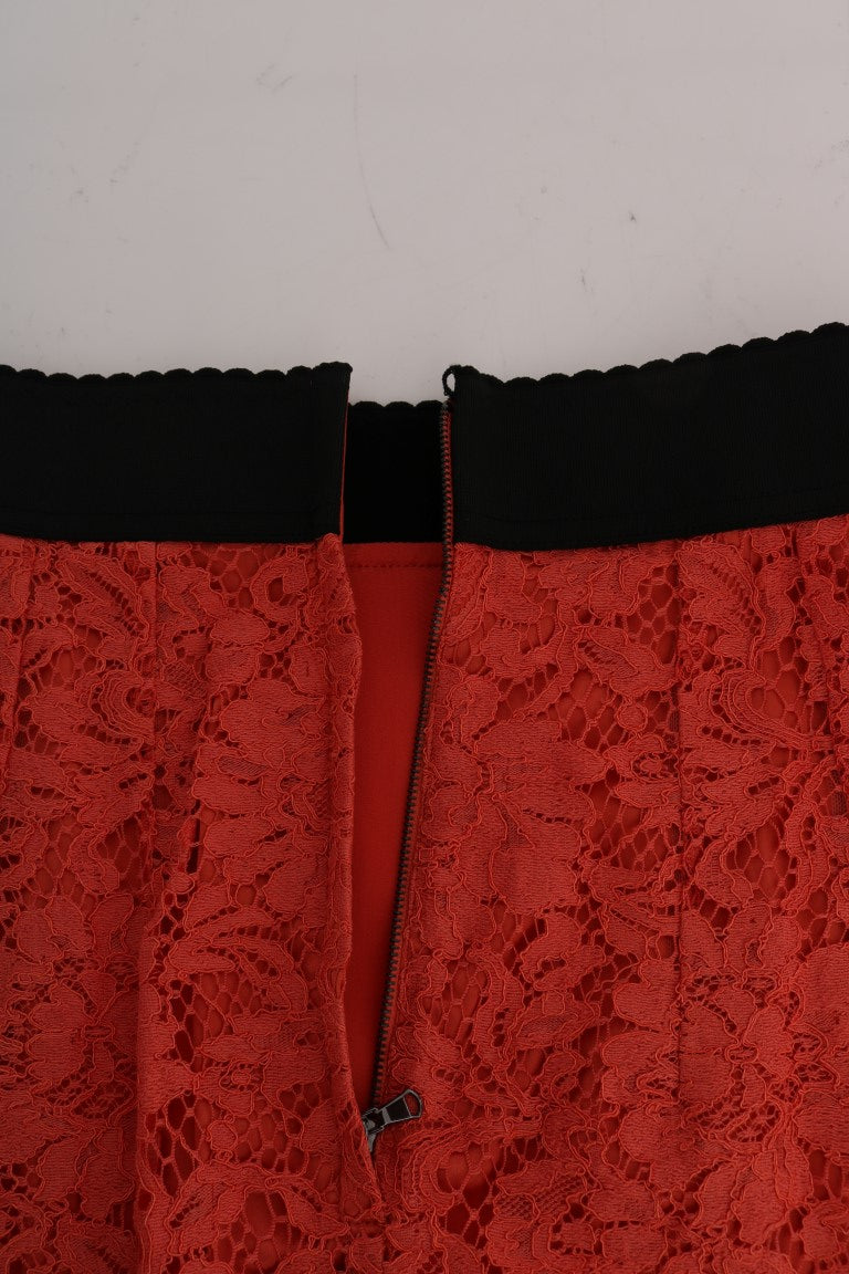 Dolce & Gabbana Orange Macram�� Lace Pencil Women's Skirt