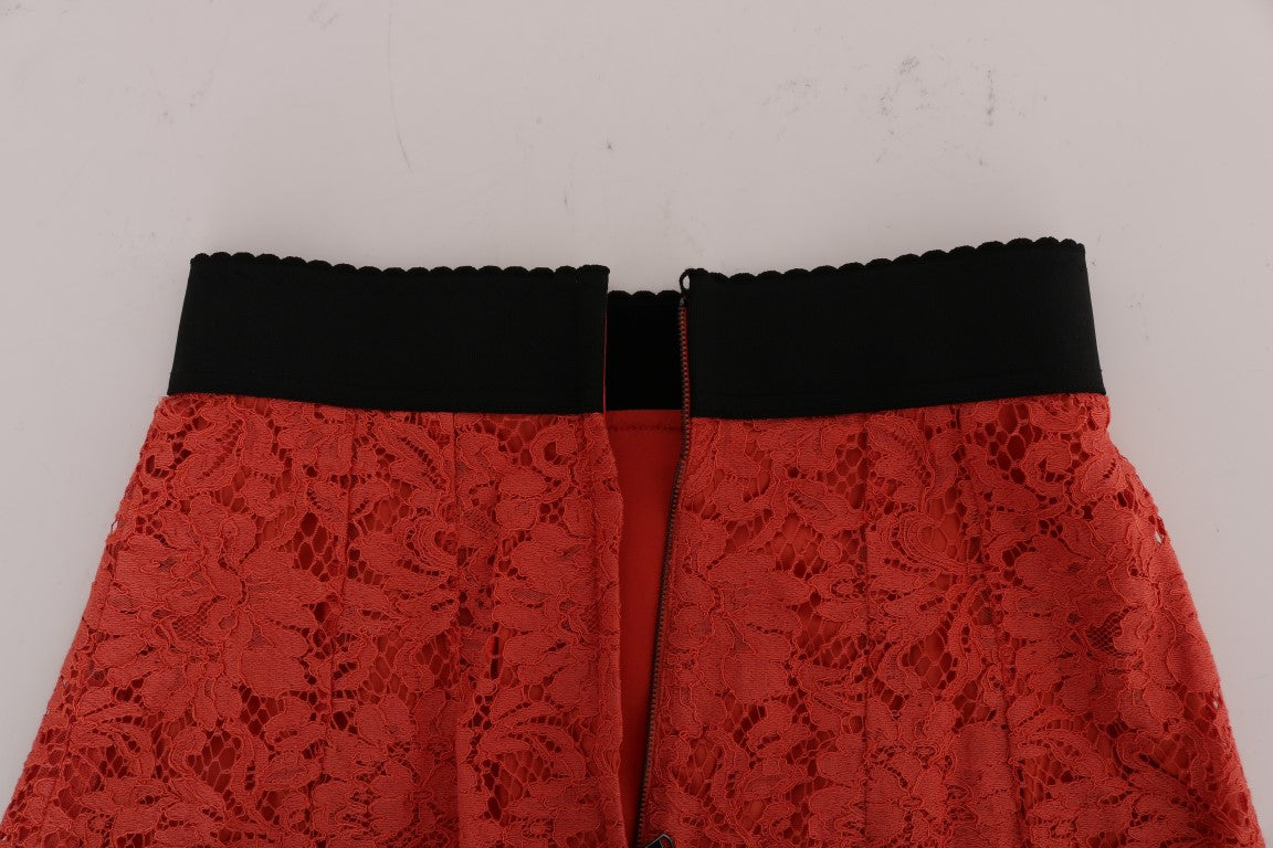 Dolce & Gabbana Orange Macram�� Lace Pencil Women's Skirt