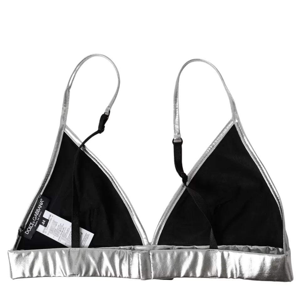 Dolce & Gabbana Silver Polyester Sleeveless Bustier Crop Women's Top (Pre-Owned)