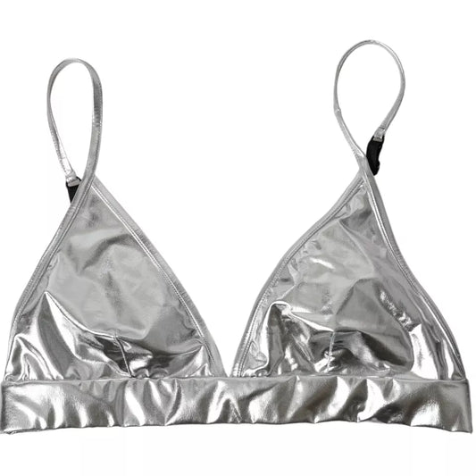 Dolce & Gabbana Silver Polyester Sleeveless Bustier Crop Women's Top (Pre-Owned)