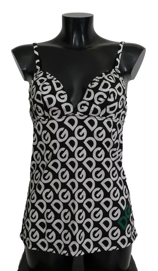 Dolce & Gabbana Black DG Mania Print Sleeveless Women's Swimwear