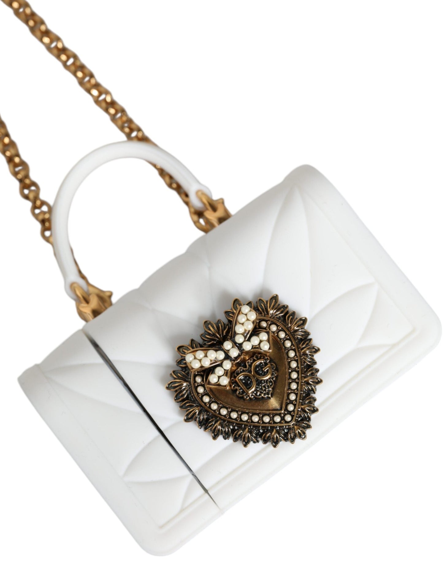 Dolce & Gabbana White Silicone Devotion Heart Cover Hand Bag Airpod Women's Case