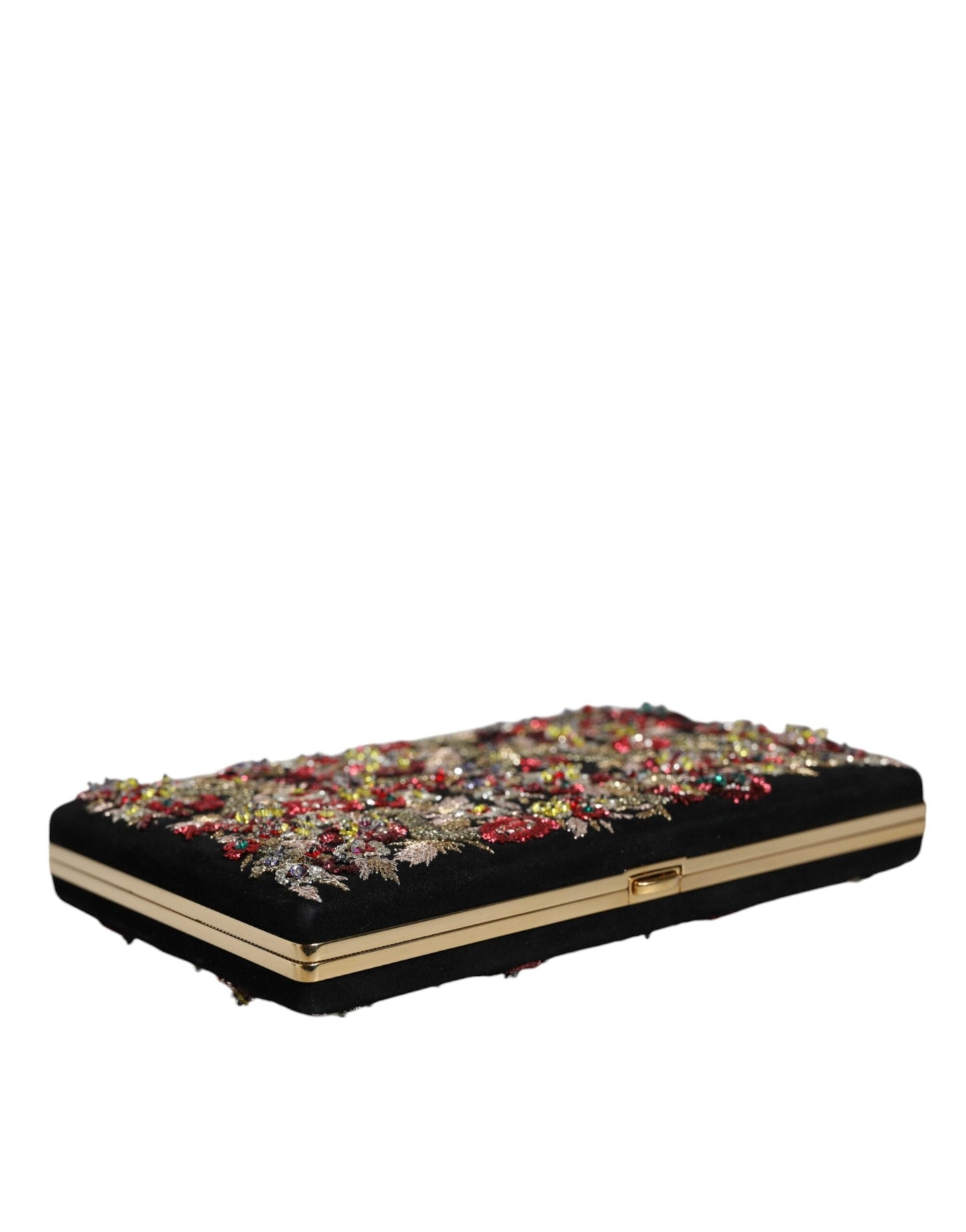 Dolce & Gabbana Multicolor Floral Gold Frame Clutch Evening Purse Women's Bag
