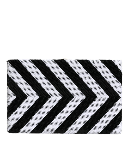 Dolce & Gabbana Black White Gold Frame Clutch Evening Party Purse Women's Bag