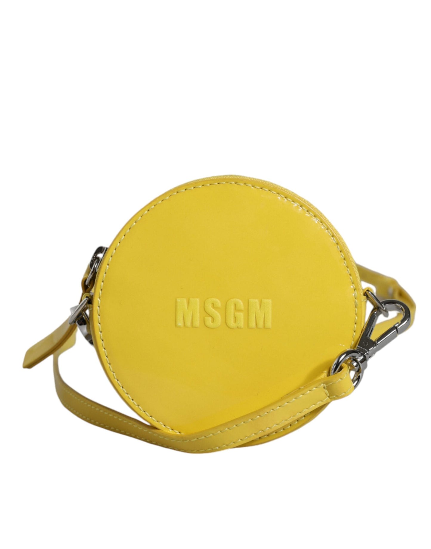 MSGM Yellow Leather Logo Crossbody Sling Shoulder Round Women's Bag (Pre-Owned)