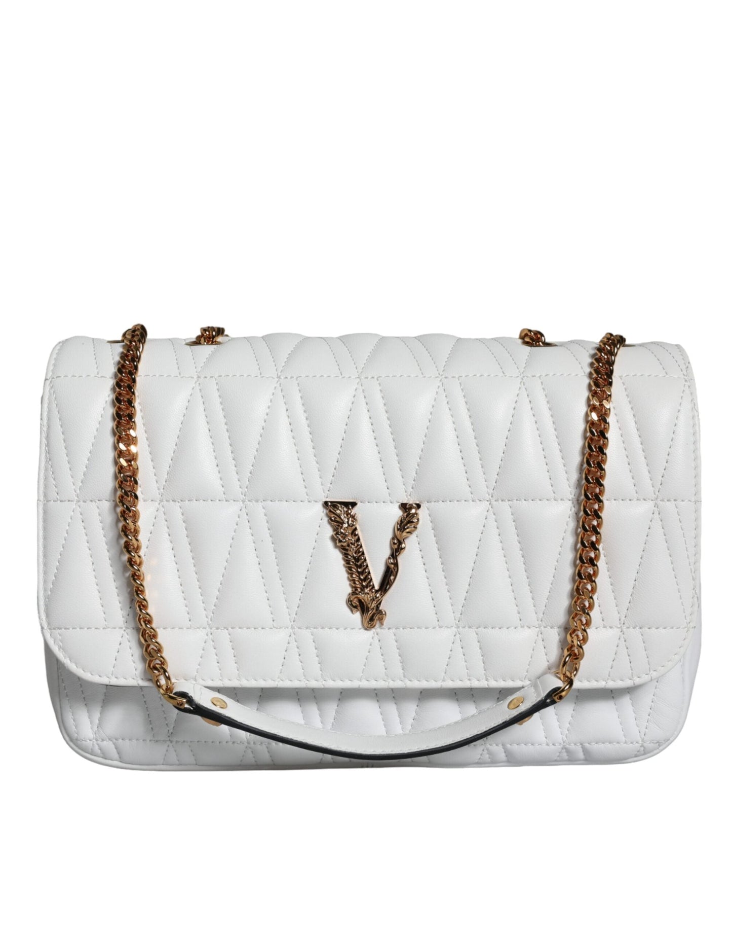 Versace White Mini Nappa Leather Crossbody Shoulder Women's Bag