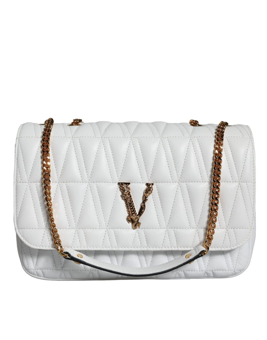 Versace White Mini Nappa Leather Crossbody Shoulder Women's Bag