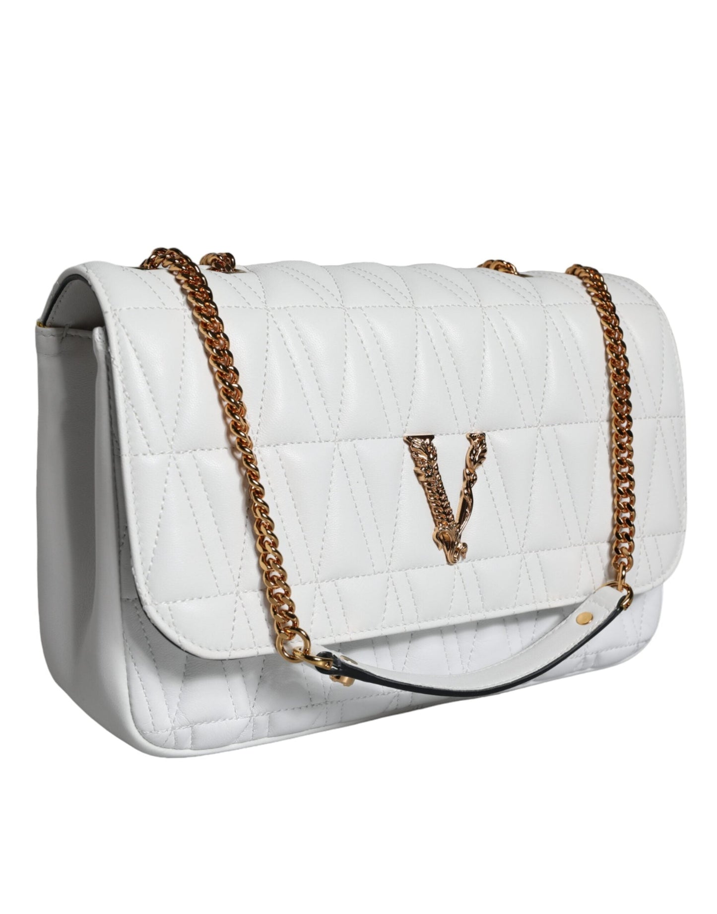 Versace White Mini Nappa Leather Crossbody Shoulder Women's Bag