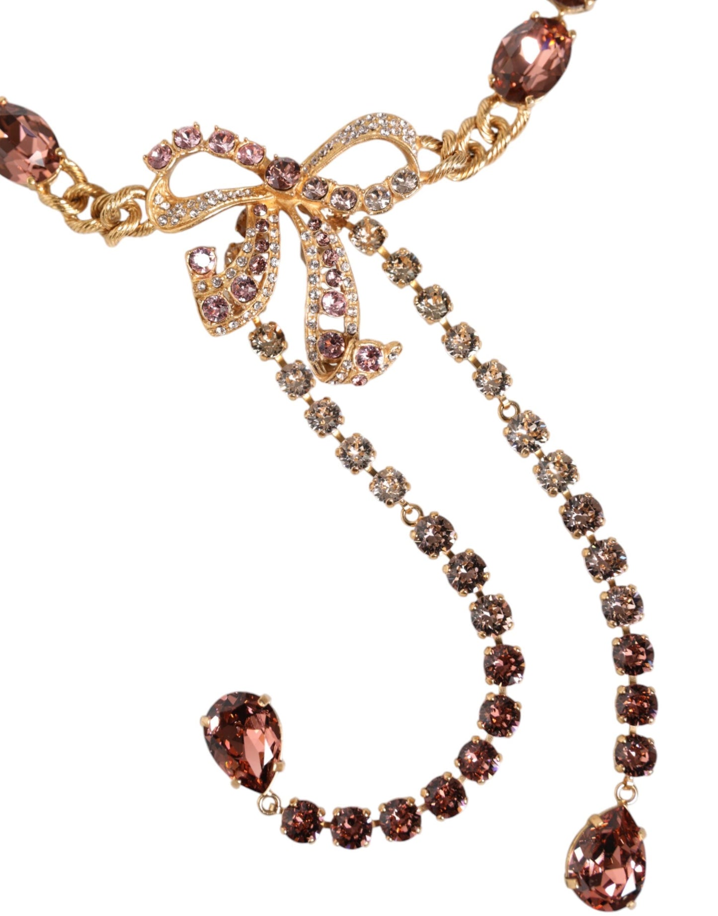Dolce & Gabbana Gold Tone Brass Crystal Embellished Waist Chain Women's Belt