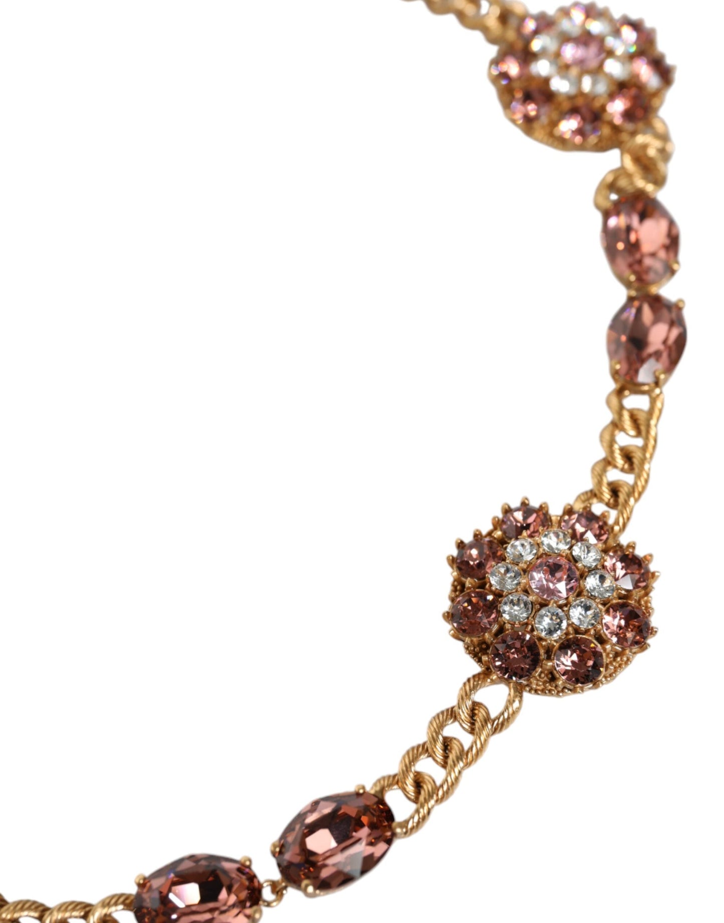 Dolce & Gabbana Gold Tone Brass Crystal Embellished Waist Chain Women's Belt