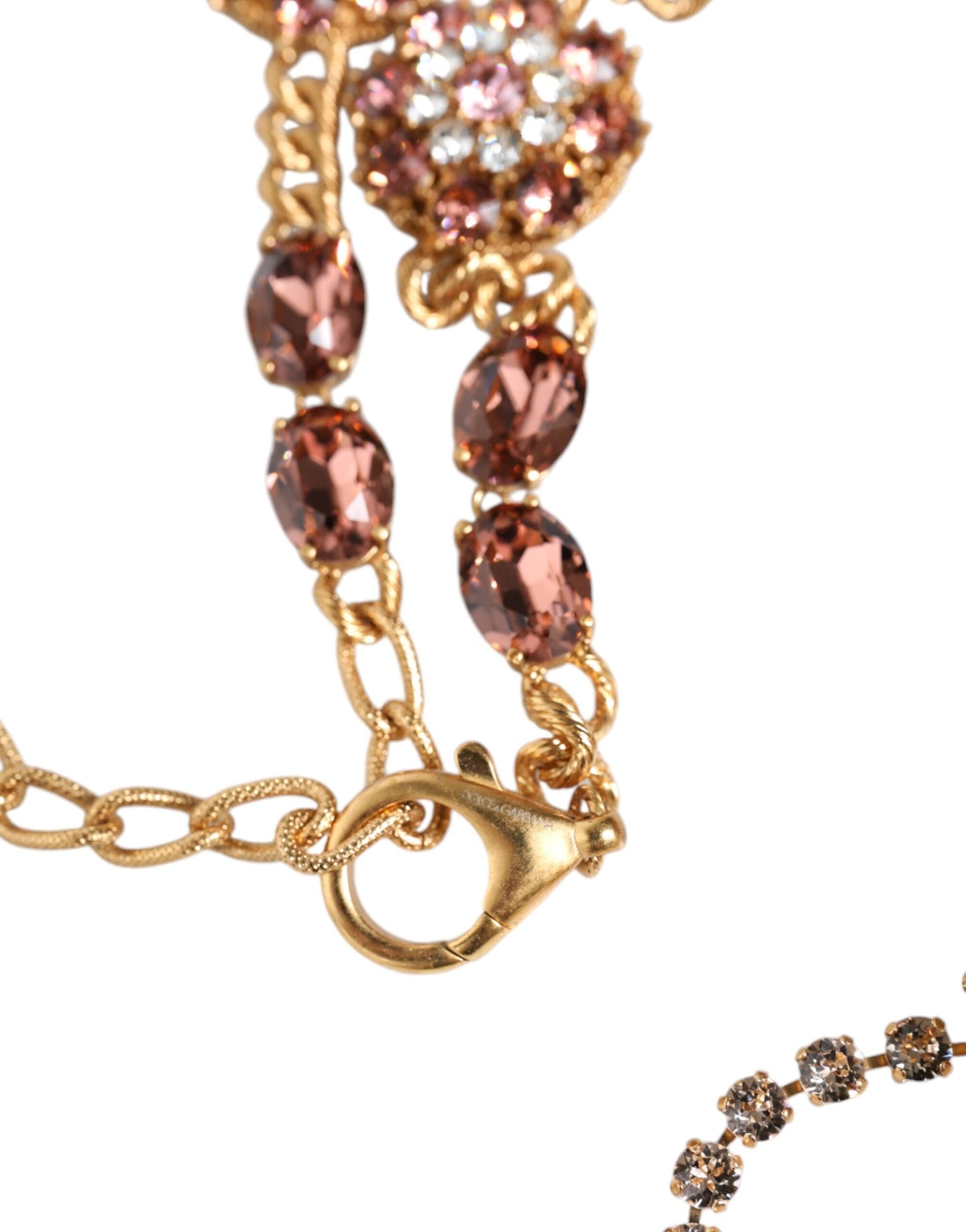 Dolce & Gabbana Gold Tone Brass Crystal Embellished Waist Chain Women's Belt