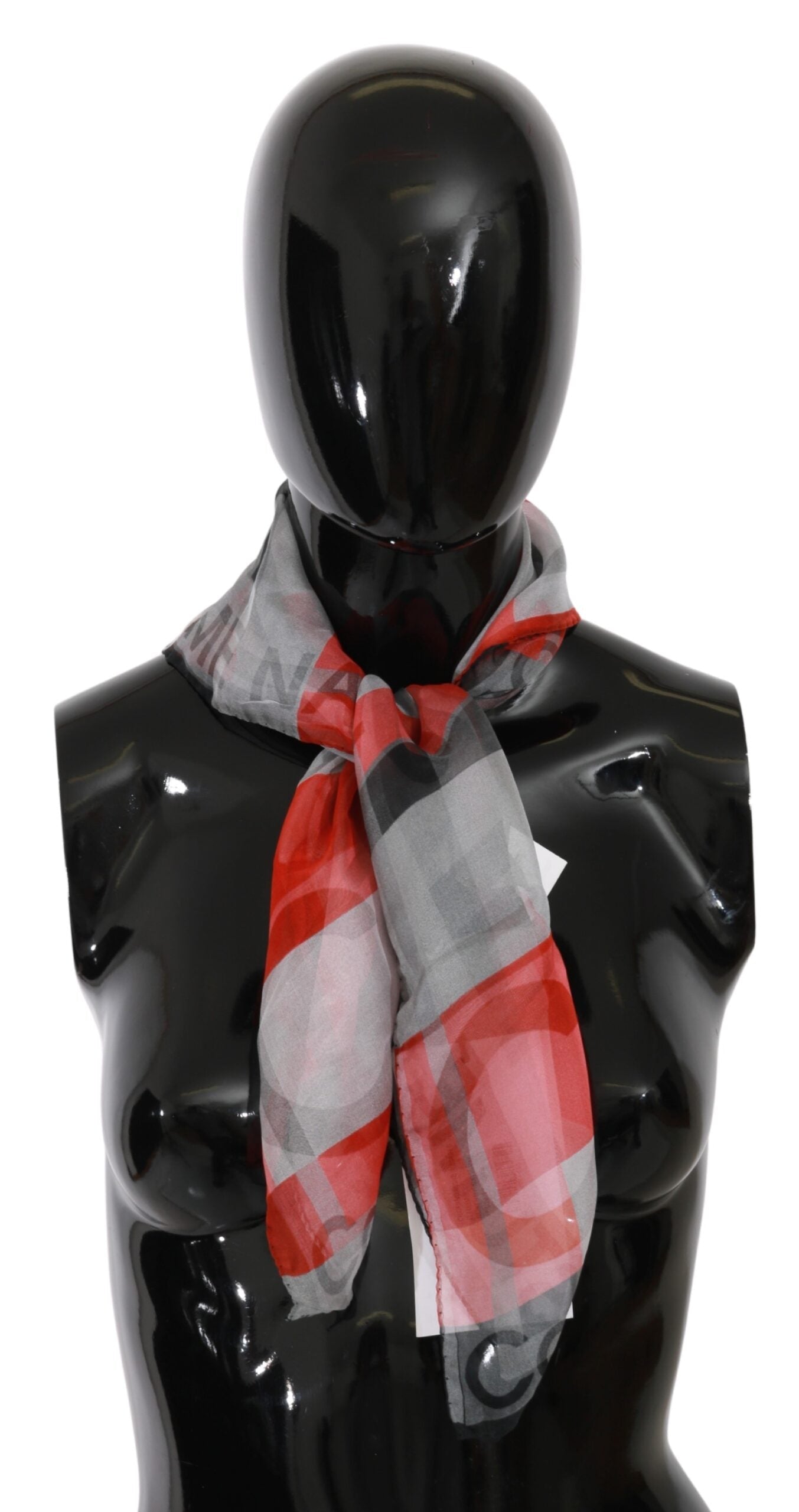 Costume National Gray Red 100% Silk Branded  Scarf