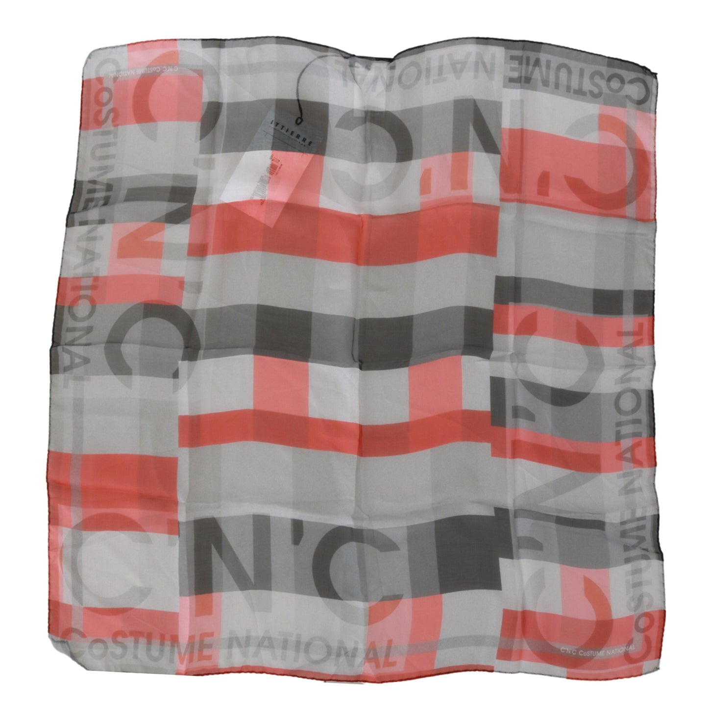Costume National Gray Red 100% Silk Branded  Scarf